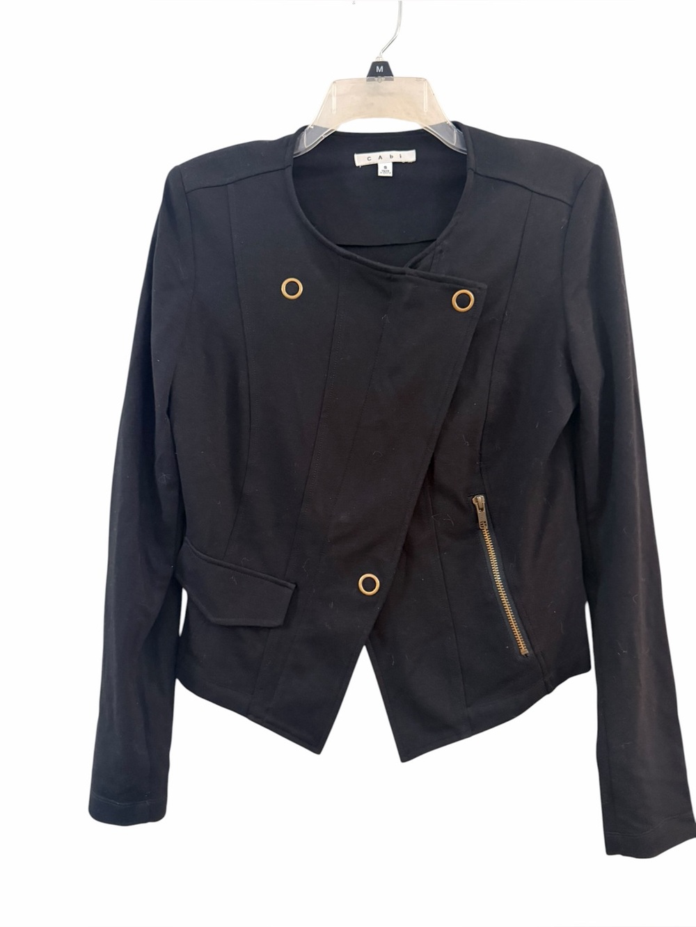 Cabi black ponte knit moto jacket